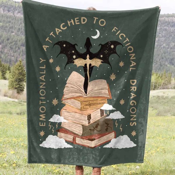 Emotionally Attached to Fictional Dragons Bookish Blanket
