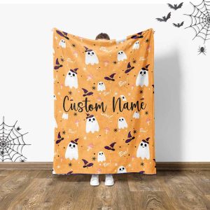 Custom Name Halloween Ghost Blanket