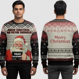 Santa's Mugshot Christmas Ugly Sweater