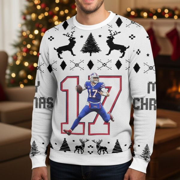 2025 Josh Allen No.17 Bills Ugly Christmas Sweater