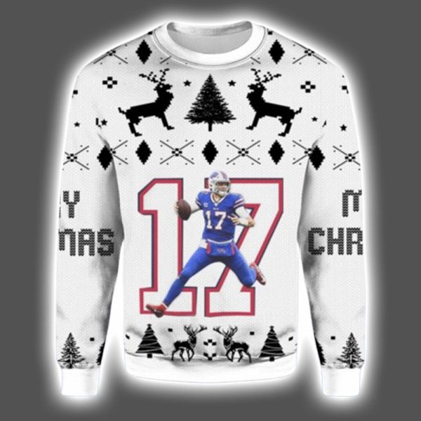 2025 Josh Allen No.17 Bills Ugly Christmas Sweater