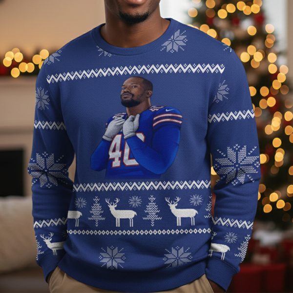 2025 Von Miller Bills Ugly Christmas Sweater