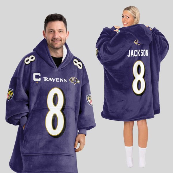 8 Ravens Football Unisex Blanket Hoodie