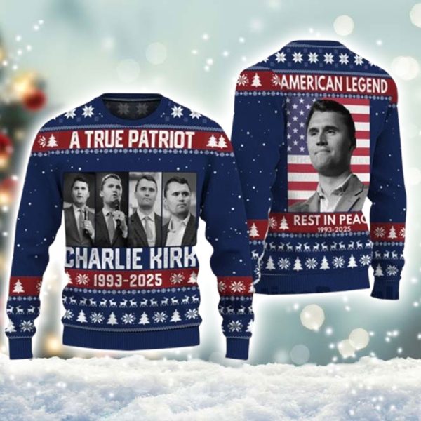 A True Patriot Charlie Kirk 1993 2025 Ugly Christmas Sweater
