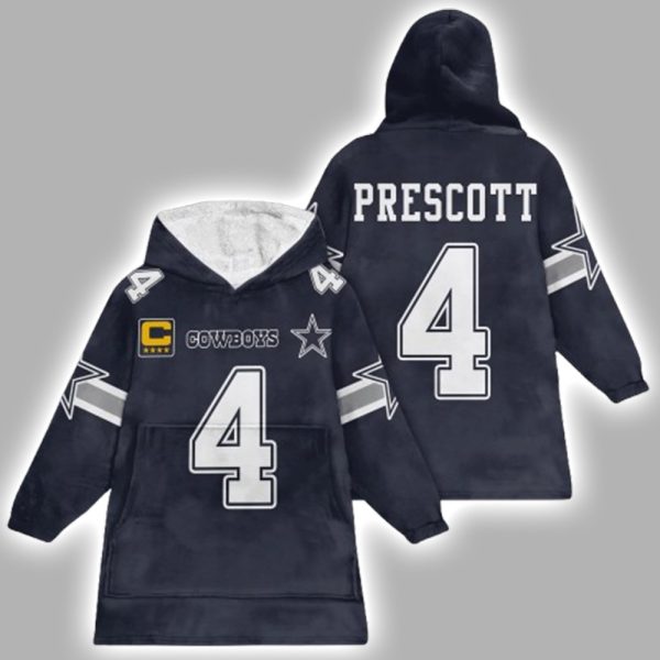Cowboys Prescott 4 Football Unisex Blanket Hoodie