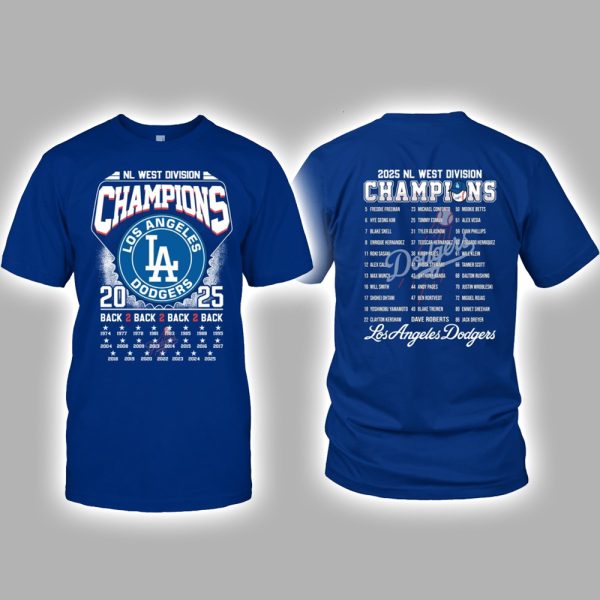 Dodgers NL West Division Champions 2025 Two Sided Shirt