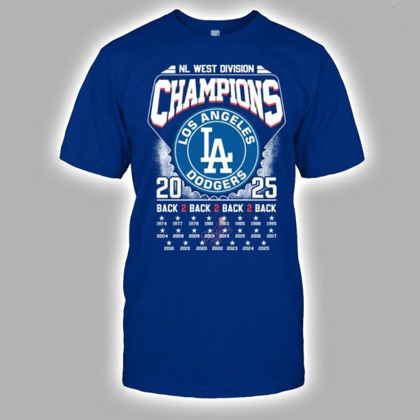 Dodgers NL West Division Champions 2025 Two Sided Shirt