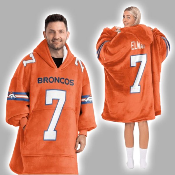 J.E 7 Broncos Football Unisex Blanket Hoodie
