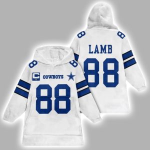 Cowboys CeeDee Lamb 88 Football Unisex Blanket Hoodie