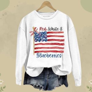 Women's Red White And Blueberries Printed Sweatshirt