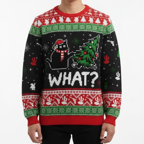 Troublemaker Cat Christmas Ugly Sweater