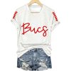 Women's Bucs Football Print V Neck T Shirt