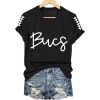 Women's Bucs Football Print V Neck T Shirt