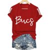 Women's Bucs Football Print V Neck T Shirt