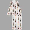 Women's Christmas Champagne Bottles With Red Bows Satin Pajama Set