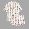 Women's Christmas Champagne Santa Bow Drink Satin Pajama Set
