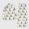 Women's Golden Retriever With Christmas Tree Pocket Cotton Pajama Set