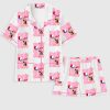Women's Golden Retriever With Pink Christmas Santa Claus Pajama Set