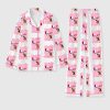 Women's Golden Retriever With Pink Christmas Santa Claus Pajama Set