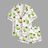 Women's Grnch Punch Watercolor Christmas Cocktails Holiday Drinks Satin Pajama Set