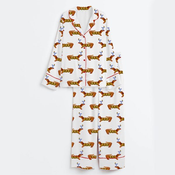 Women's Martini Weenie Dachshund Lover Satin Pajama Set