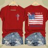 Women's Red White And Blueberries Print V Neck T shirt