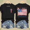 Women's Red White And Blueberries Print V Neck T shirt