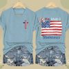 Women's Red White And Blueberries Print V Neck T shirt