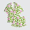 Women's Trendy Pickle Girly Coquette Pickles And Bows Satin Pajama Set