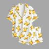 Women's Watercolor Passion Fruit Margarita Alcohol Drink Satin Pajama Set
