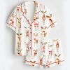 Women's Watercolor Reindeer Funny Christmas Animal Satin Pajama Set
