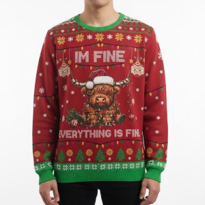 I'm Fine Everything Is Fine Ugly Christmas Sweatshirt 2025
