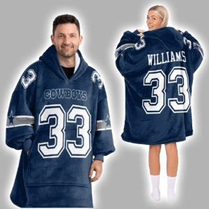 Cowboys Williams 33 Football Unisex Blanket Hoodie