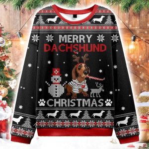 Vintage Merry Dachshund Ugly Christmas Sweater