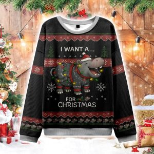 I Want a Moo Deng Christmas Ugly Sweater