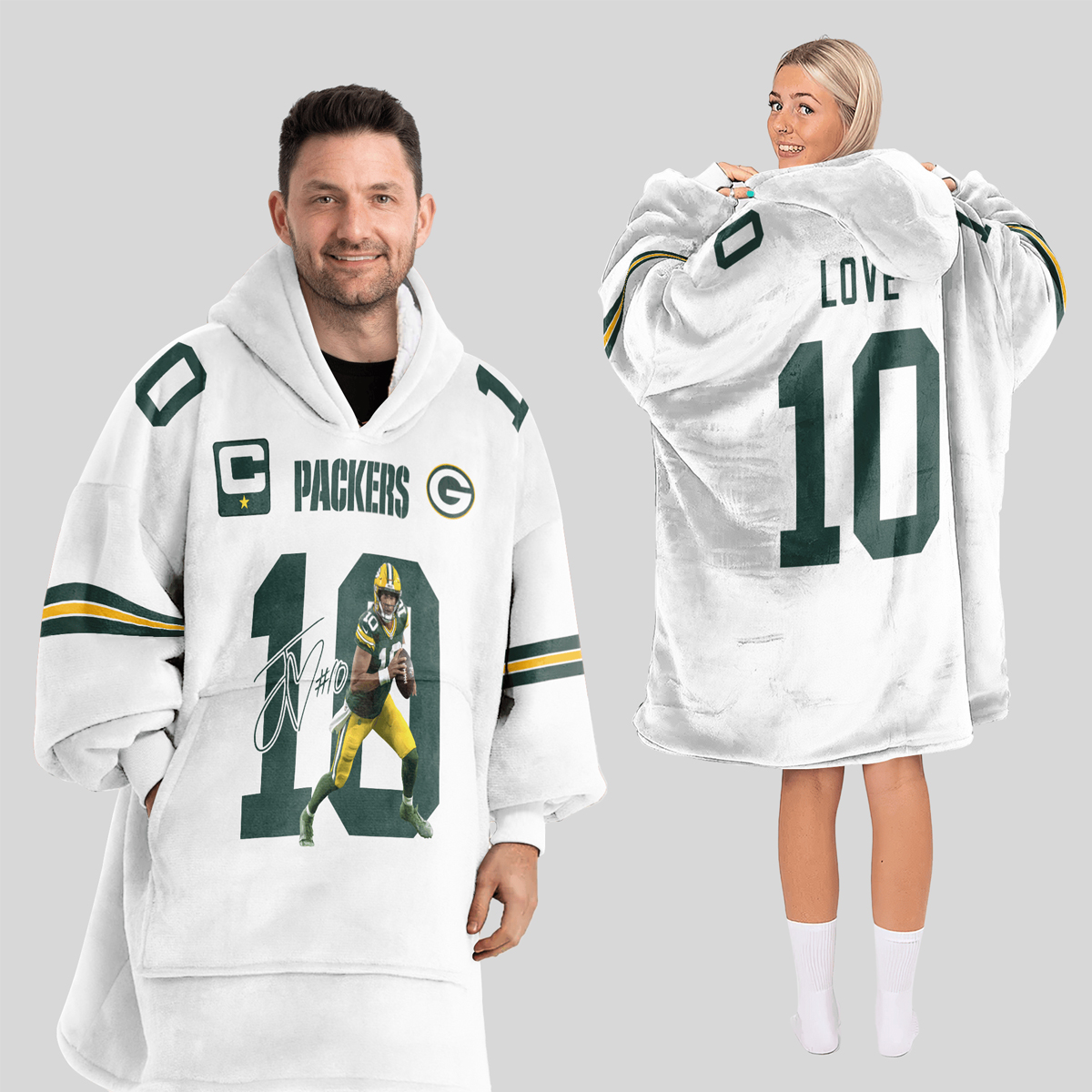 J.L 10 Green Bay Football Unisex Blanket Hoodie