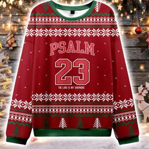 Red Psalm 23 Christian Ugly Christmas Sweater