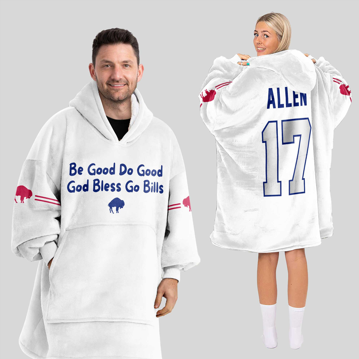 Allen 17 Bod Bless Go Bills Football Unisex Blanket Hoodie