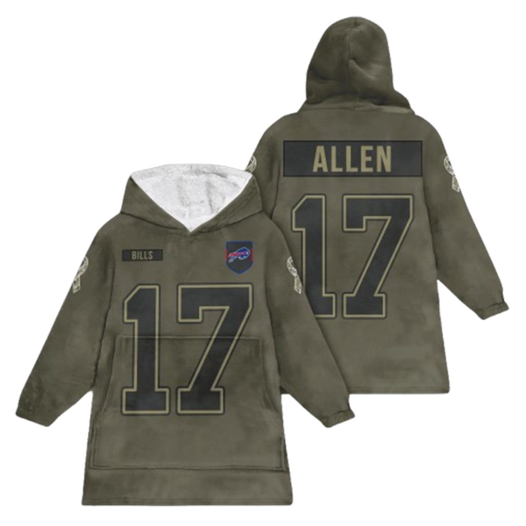 Allen 17 Buffalo Football Blanket Hoodie 1