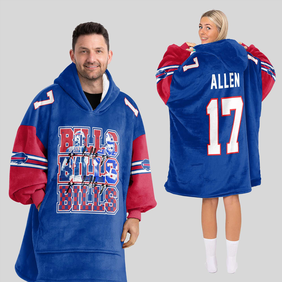 Allen 17 Buffalo Football Unisex Blanket Hoodie