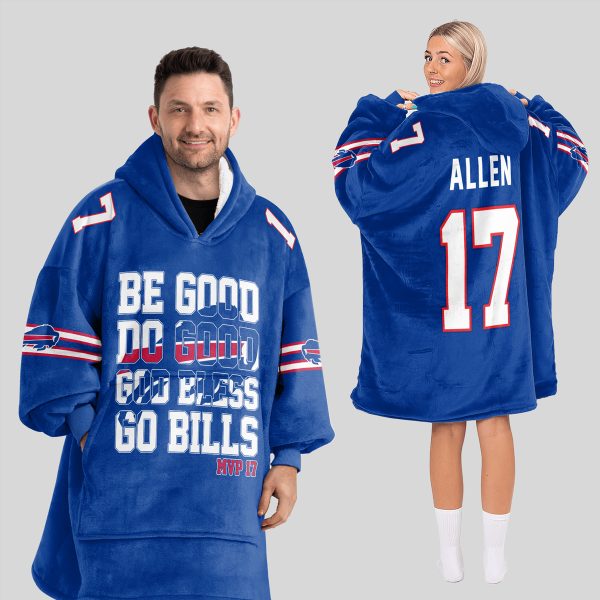 Allen 17 Go Bills Football Unisex Blanket Hoodie 1