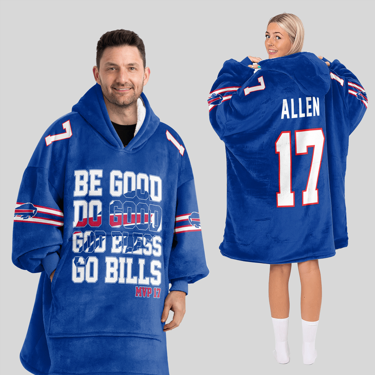 Allen 17 Go Bills Football Unisex Blanket Hoodie