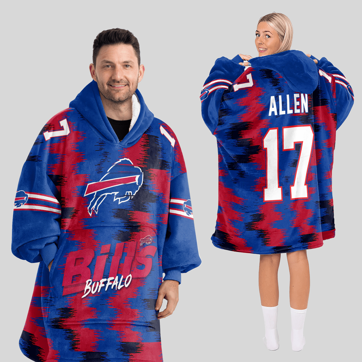 Allen J.A 17 Bills Football Unisex Blanket Hoodie