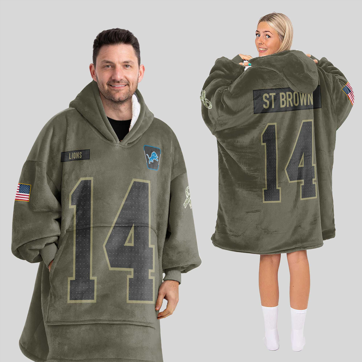Army AB 14 Detroit Football Unisex Blanket Hoodie 1