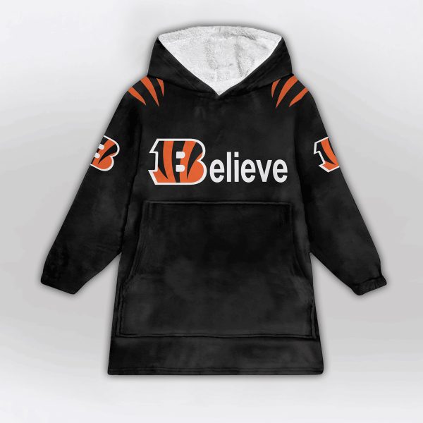 Believe Burrow 9 Bengals Football Unisex Blanket Hoodie