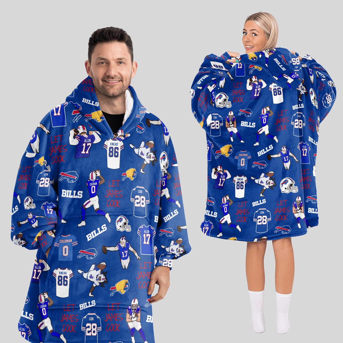 Bills Football Full Patterns Unisex Blanket Hoodie 1