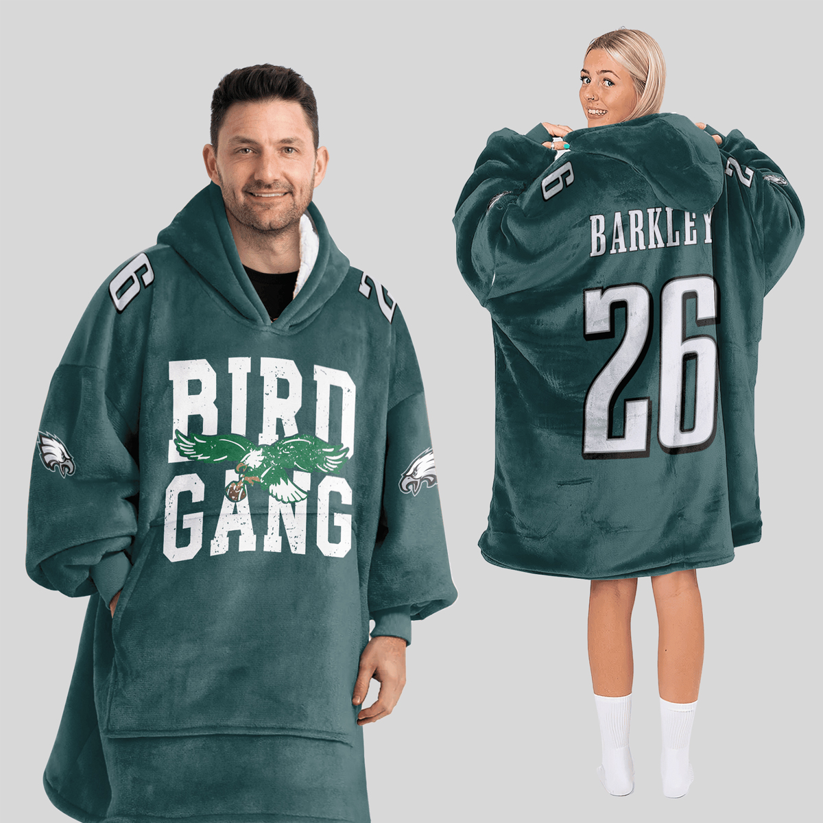 Bird Gang SB 26 Eagles Football Unisex Blanket Hoodie 1