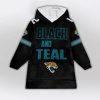 Black And Teal Hunter 12 Jaguars Football Unisex Blanket Hoodie