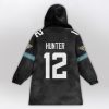 Black And Teal Hunter 12 Jaguars Football Unisex Blanket Hoodie 2