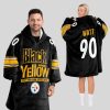 Black And Yellow TJW 90 Pittsburgh Football Unisex Blanket Hoodie 1